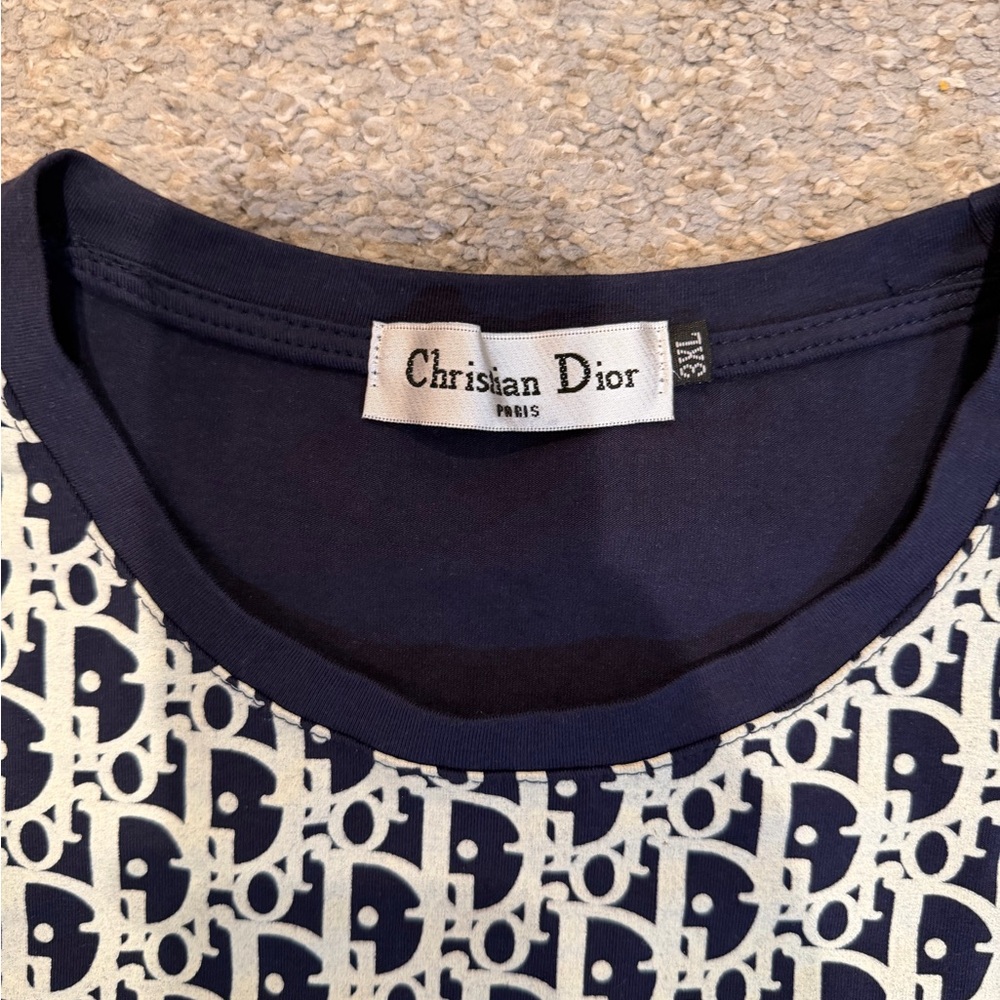 Christian Dior Navy and White Logo T-Shirt